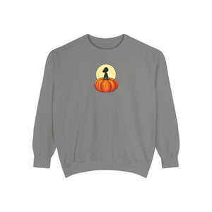 Orchid sweatshirt with 'Great Pumpkin Halloween Fall' design on a plain background