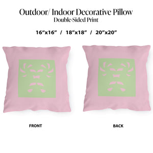 Pink and Green Pastel Indoor Outdoor Christmas Pillow