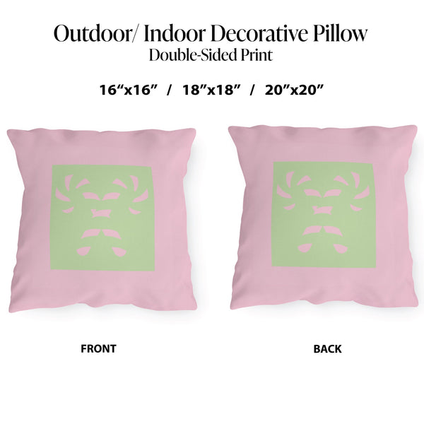 Pink and Green Pastel Indoor Outdoor Christmas Pillow
