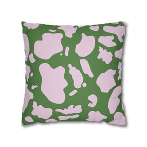 Pink & Green Animal Cow Print Soft Pillow Cover