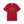 Red t-shirt with blue and white text on a white background