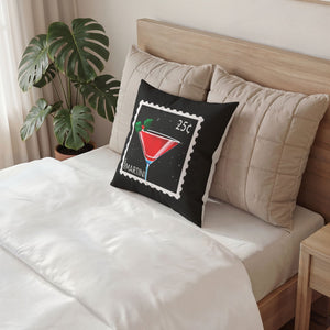 Merry Martini Christmas Velvet Pillow