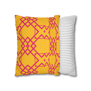 throw pillow with 'Pink & Yellow Geometric Cover' design