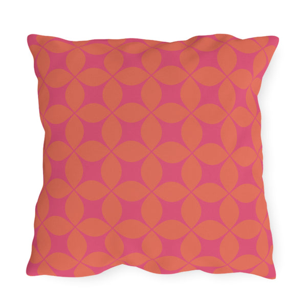 Pink & Orange Art Deco Indoor Outdoor Throw Pillow