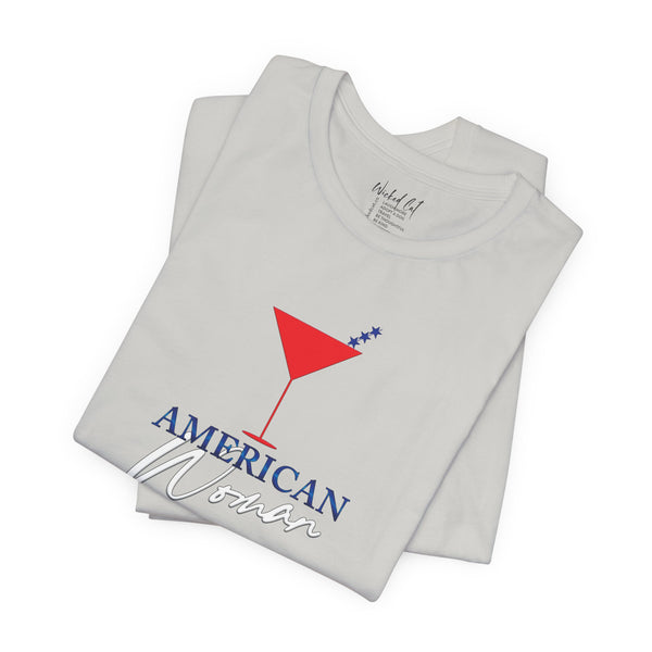 American Woman Patriotic Martini July 4th T-Shirt