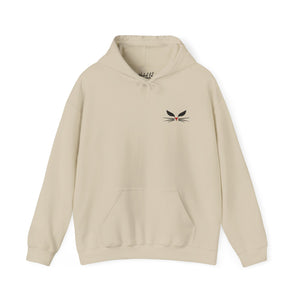 Light blue hoodie with embroidered 'Wicked Cat® Embroidered' design on a plain background