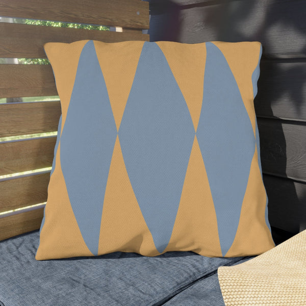 Yellow Blue Diamond Indoor Outdoor Throw Pillow