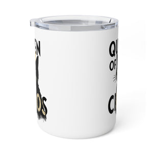 Queen of Chaos Black Cat Funny Insulated Travel Mug 10oz