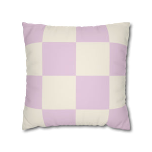 Lilac & Ivory Checkered Faux Suede Soft Pillow Cover