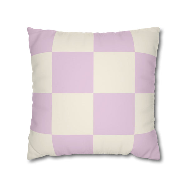 Lilac & Ivory Checkered Faux Suede Soft Pillow Cover
