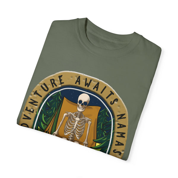 Yoga Skeleton Camping Adventure Awaits T-Shirt