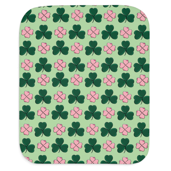 Lucky Shamrocks Pink & Green Sherpa Baby Blanket