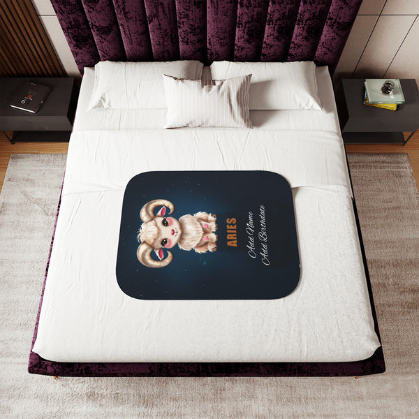Personalized Zodiac Aries Sherpa Baby Blanket