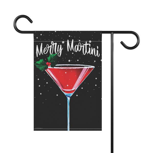 Merry Martini Christmas Flag - Weather Resistant Holiday Garden Flag