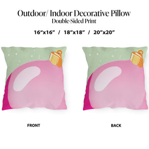 throw pillow with 'Pink Ornament Christmas Decor' design