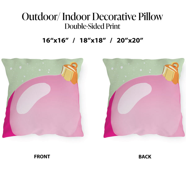 Indoor Outdoor Throw Pillow Pink Ornament Christmas Decor