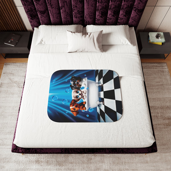 Puppy Bath Time Soft Sherpa Baby Blanket