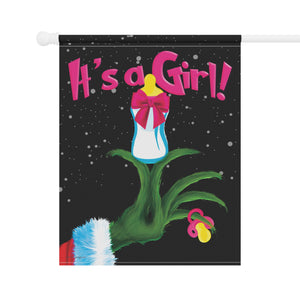 Grinch Baby Announcement Flag - Cute Holiday Yard Decoration | Weatherproof