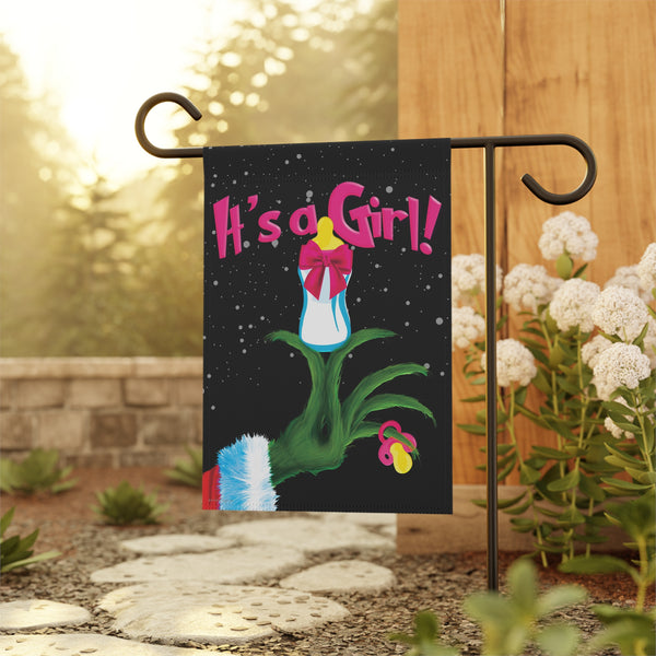 Grinch Baby Announcement Flag - Cute Holiday Yard Decoration | Weatherproof