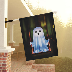 Cute Swinging Ghost Decor Halloween Yard Flag