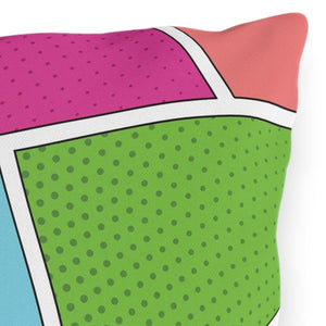throw pillow with 'Pop Art Comic Kids' design