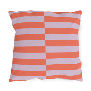 Orange Lilac Striped Indoor Outdoor Throw Pillow