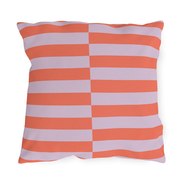 Orange Lilac Striped Indoor Outdoor Throw Pillow