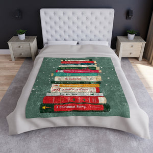 Soft sherpa blanket with 'Christmas Throw Cozy Holiday Decor' design
