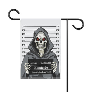 Grim Reapers Mug Shot Funny Halloween Yard Flag