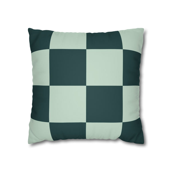 SW Paradox Green Checkered Faux Suede Pillow Cover