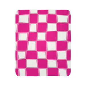 Checkered Pink Whimsical Sherpa Throw