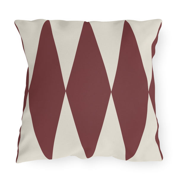 Red & White Diamonds Indoor Outdoor Throw Pillow