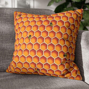 throw pillow with 'Honeycomb Bees Spring Accent Cover' design