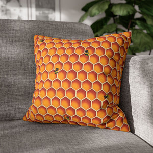 throw pillow with 'Honeycomb Bees Spring Accent Cover' design