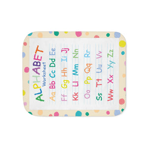 soft sherpa blanket with 'ABC Crayon' design