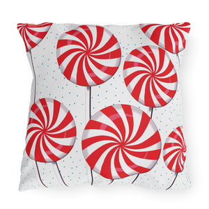 throw pillow with 'Candy Cane Reversible Christmas' design