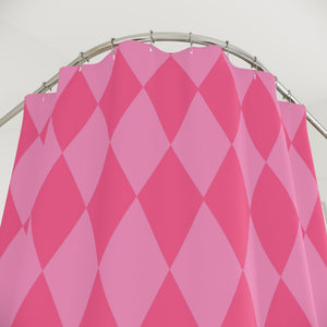 Harlequin Pink Bath Shower Curtain