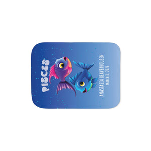 Soft sherpa blanket with 'Personalized Pisces Zodiac' design