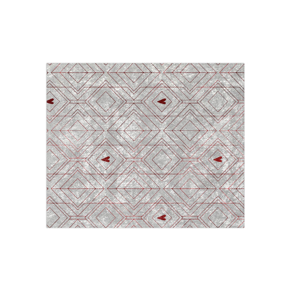 White Art Deco Hearts Valentines Throw Blanket