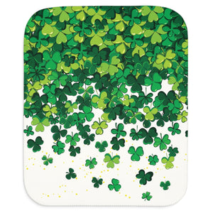 soft sherpa blanket with 'Lucky Shamrocks St. Patrick's Day' design