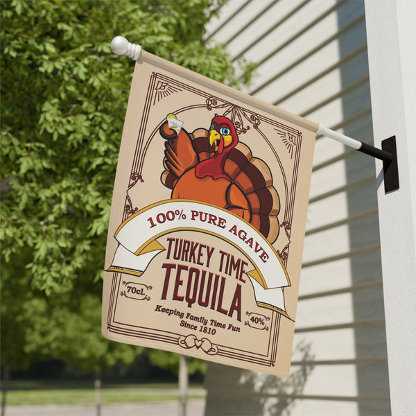 Turkey Time Tequila Funny Thanksgiving Yard Flag