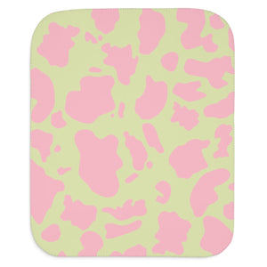 green and pink cow print stylish sherpa baby blanket