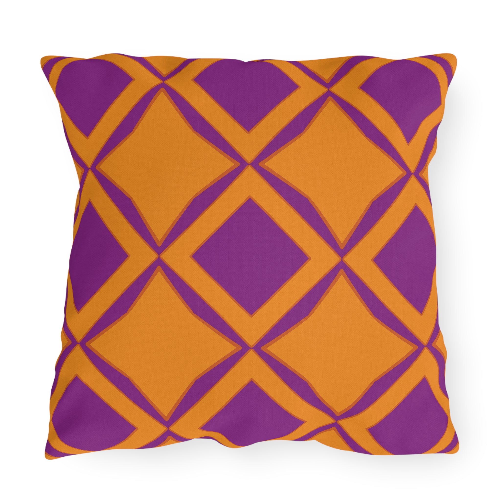 Double-Sided Geometric Orange Purple Outdoor Pillow