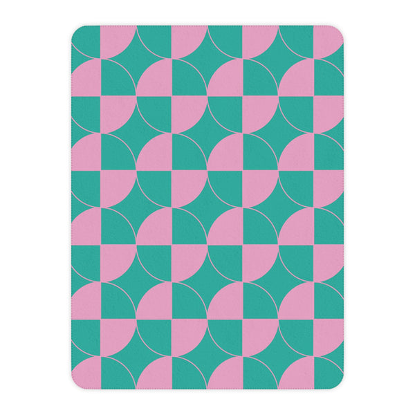 Pastel Pink & Mint Green Geometric Sherpa Throw Blanket