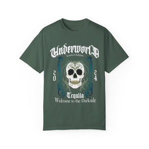 Orchid t-shirt with 'Tequila Lovers Sugar Skull' design on a white background