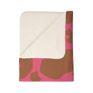 Pink Brown Animal Print Plush Sherpa Throw Blanket