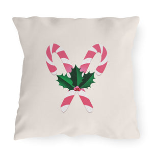 throw pillow with 'Pink Candy Cane Durable Outdoor' design