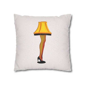 throw pillow with 'Leg Lamp Cover Christmas' design