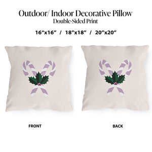 throw pillow with 'Pastel Candy Cane Christmas Decor' design