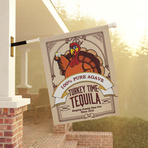 Turkey Time Tequila Funny Thanksgiving Yard Flag